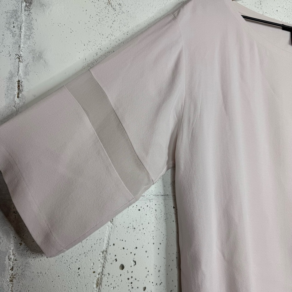 Eileen Fisher Silky Boxy Fit Mesh Arm Panel Crepe Like Top Blouse Medium - Picture 5 of 10